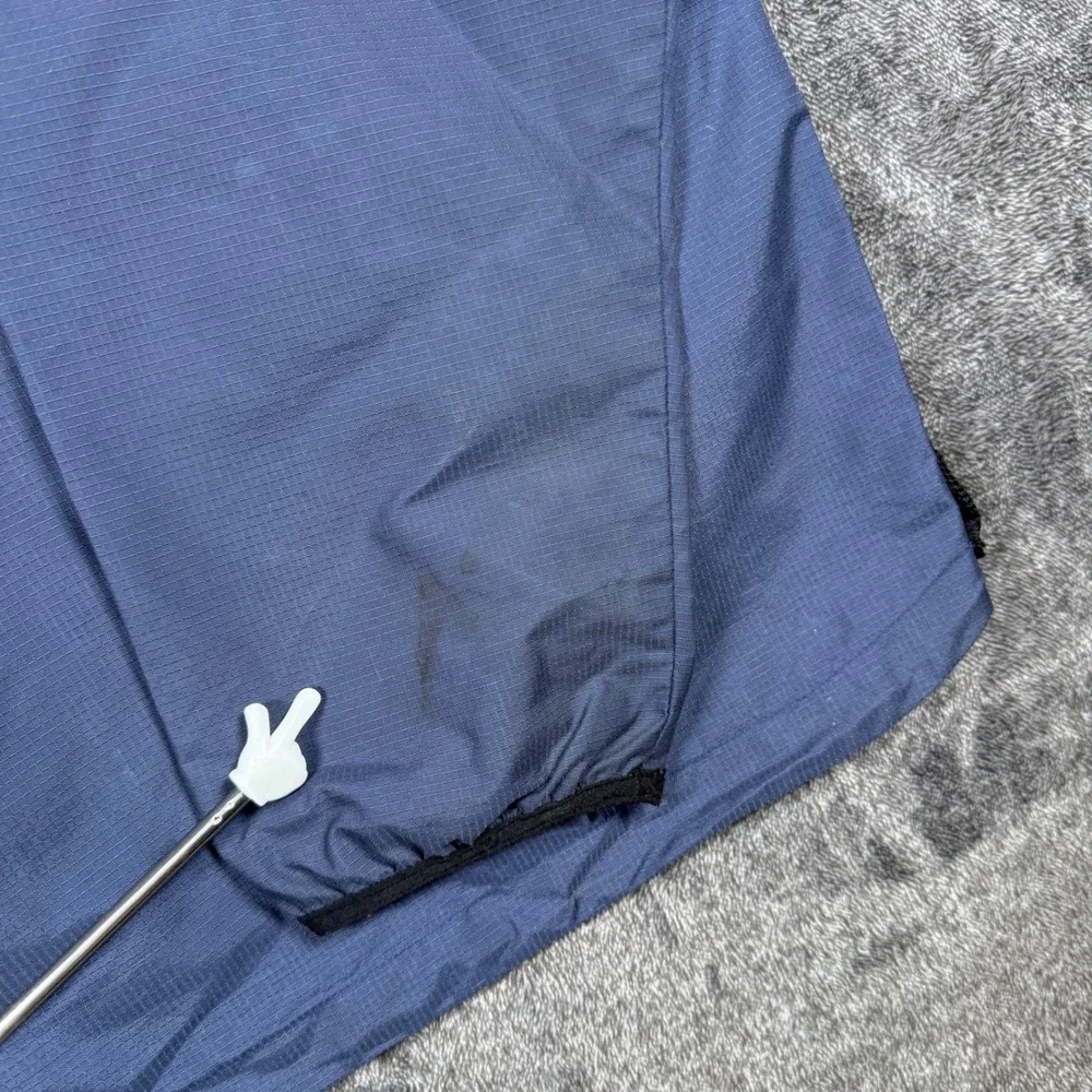 Vintage Nike Windbreaker Navy Blue Quarter Zip Hooded Ripstop Pullover Mens XL